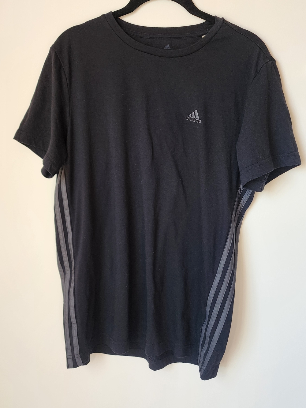 adidas Black Tee with Side Stripes